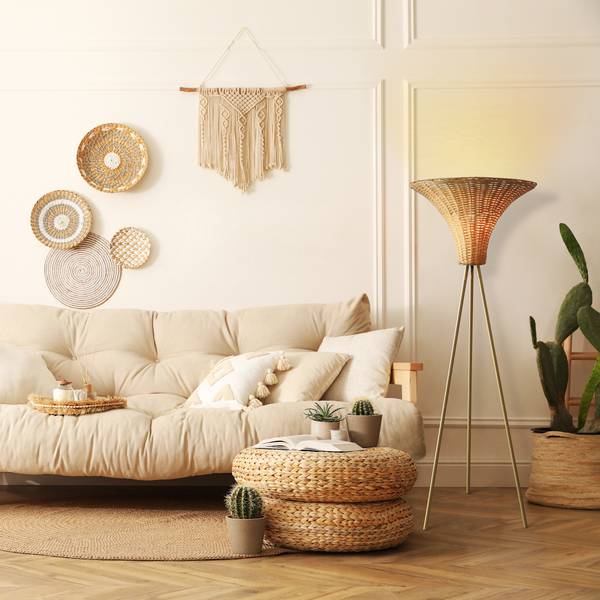Staande lamp Khairiya type B rotan/ijzer - 1-lichts