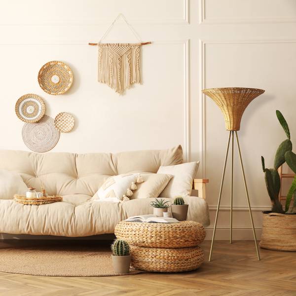 Staande lamp Khairiya type B rotan/ijzer - 1-lichts