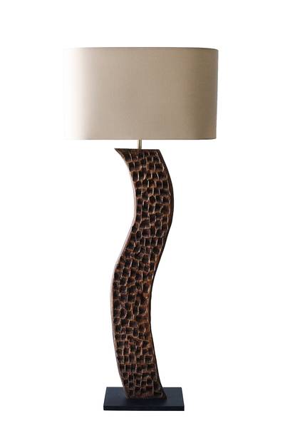 Lampada da terra Miryemah B Lino / Legno massello dell’albero della gomma - 1 punto luce