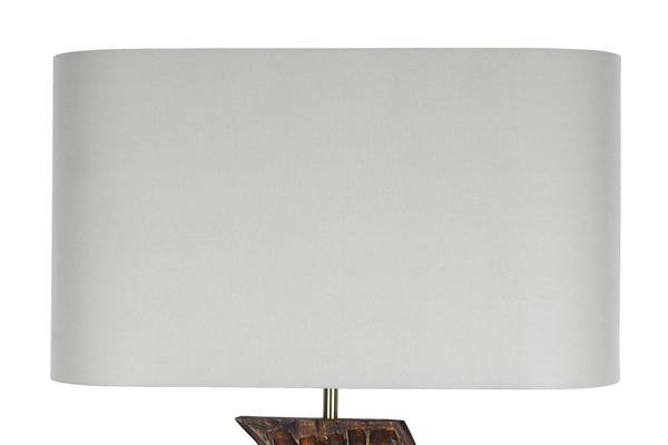 Lampada da terra Miryemah B Lino / Legno massello dell’albero della gomma - 1 punto luce