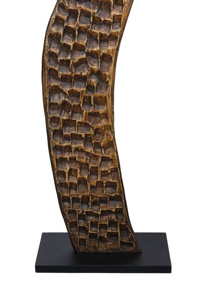 Lampada da terra Miryemah B Lino / Legno massello dell’albero della gomma - 1 punto luce