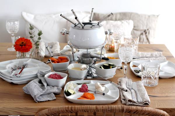 Fondueset Abrau 28-teilig Edelstahl - Weiß