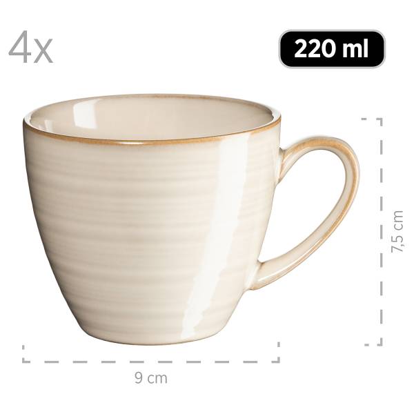 Kaffeetassen Ugal 8-teilig Steinzeug - Beige