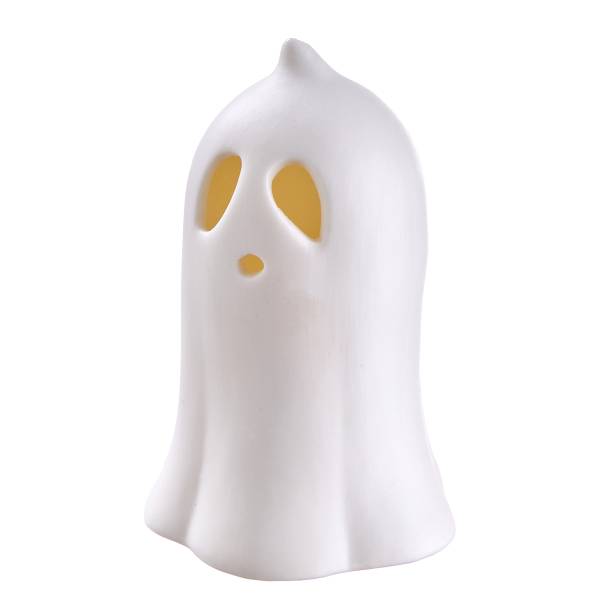 LED Deko-Geist SAM Porzellan - Weiß - Höhe: 10 cm