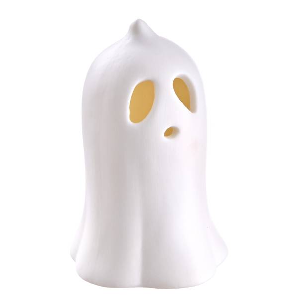 LED Deko-Geist SAM Porzellan - Weiß - Höhe: 10 cm