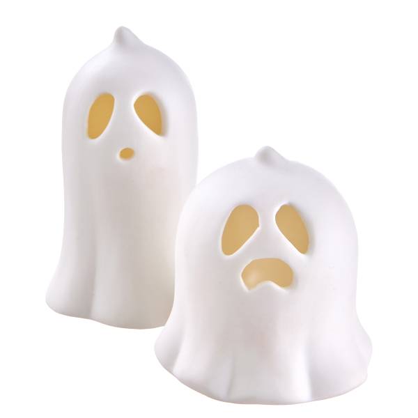 LED Deko-Geist SAM Porzellan - Weiß - Höhe: 10 cm