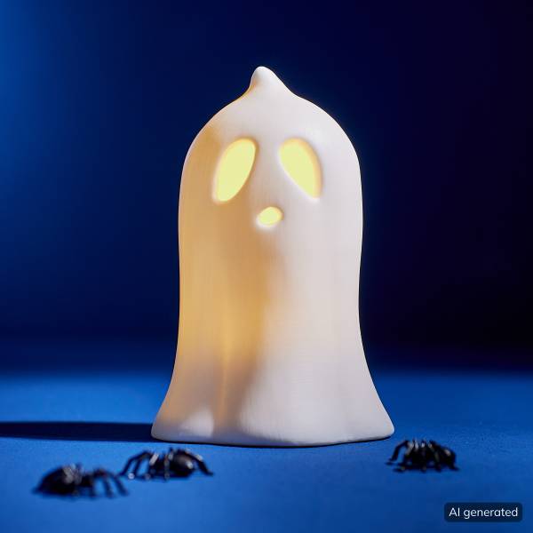 LED Deko-Geist SAM Porzellan - Weiß - Höhe: 10 cm