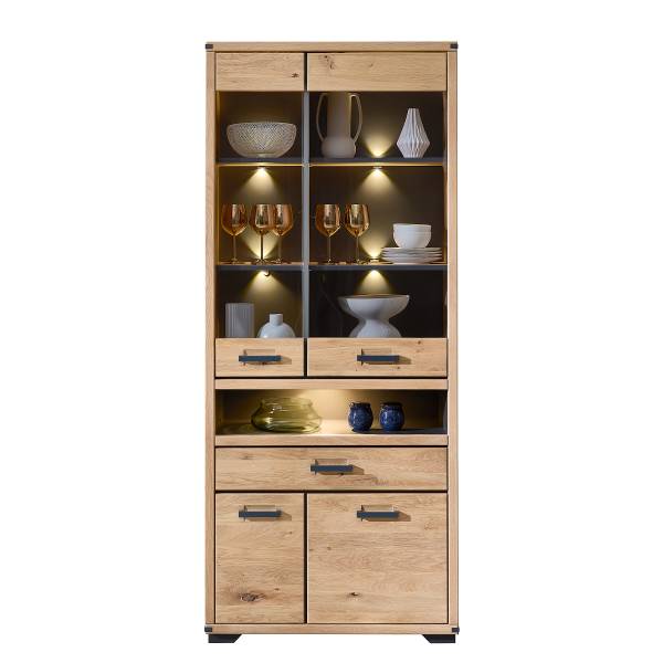 Vitrine éclairée Cayoma - B Chêne sauvage, partiellement massif