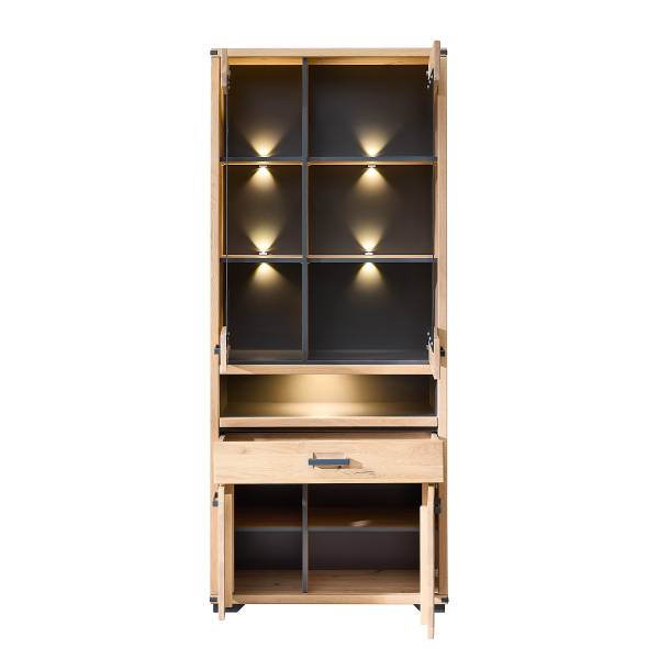 Vitrine éclairée Cayoma - B Chêne sauvage, partiellement massif
