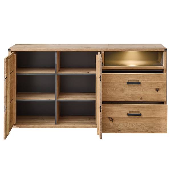 Beleuchtetes Sideboard Cayoma Wildeiche teilmassiv - Breite: 170 cm