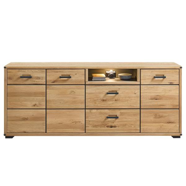 Enfilade éclairée Cayoma Chêne sauvage, partiellement massif - Largeur : 219 cm