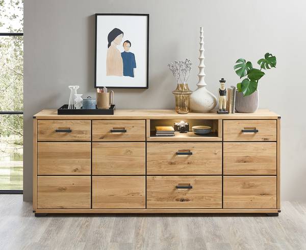 Enfilade éclairée Cayoma Chêne sauvage, partiellement massif - Largeur : 219 cm