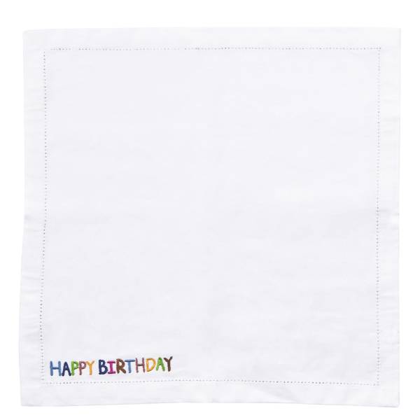 Serviette HAPPY BIRTHDAY 10er-Set Baumwolle - Weiß