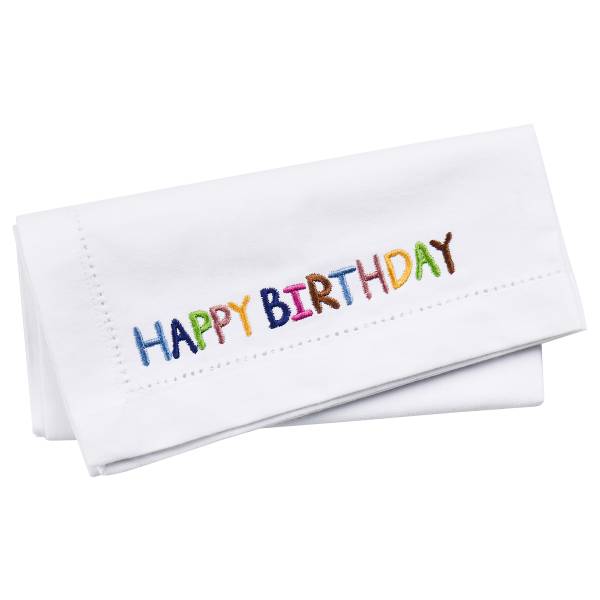 Serviette HAPPY BIRTHDAY 10er-Set Baumwolle - Weiß