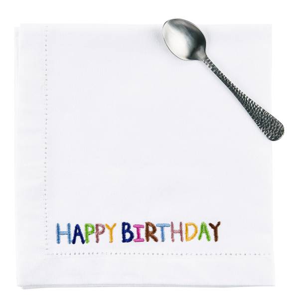 Serviette HAPPY BIRTHDAY 10er-Set Baumwolle - Weiß