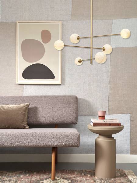 Hanglamp Carrara type B gekleurd glas - grijs/goudkleurig - 6-lichts