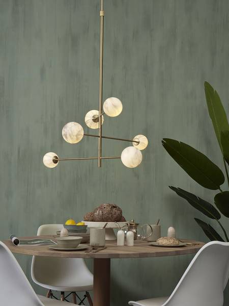 Hanglamp Carrara type B gekleurd glas - grijs/goudkleurig - 6-lichts