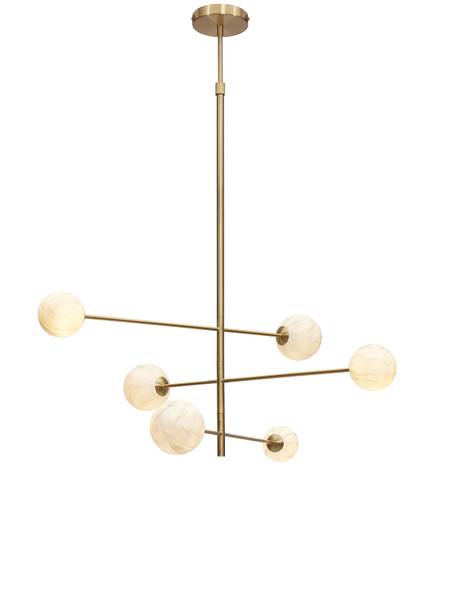 Hanglamp Carrara type B gekleurd glas - grijs/goudkleurig - 6-lichts