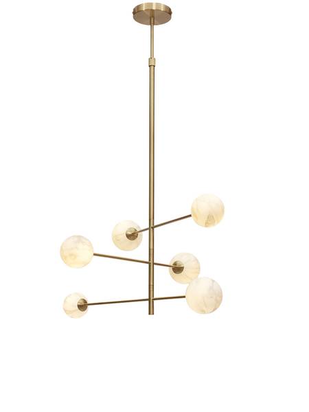 Hanglamp Carrara type B gekleurd glas - grijs/goudkleurig - 6-lichts