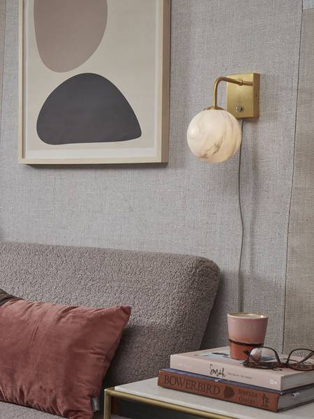 Wandleuchte Carrara Farbglas - Grau / Gold - 1-flammig