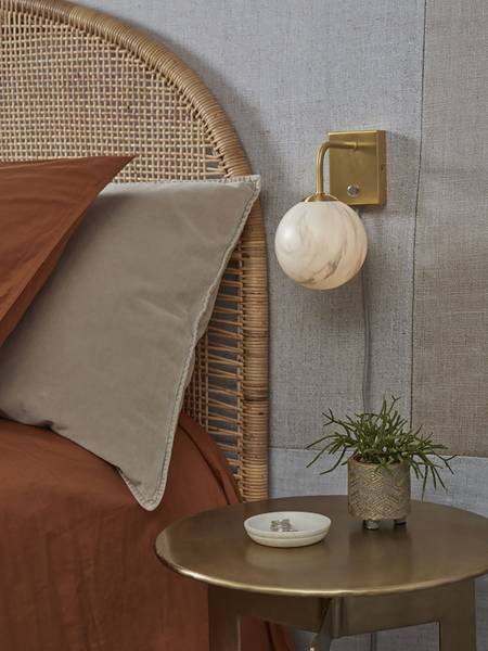 Wandleuchte Carrara Farbglas - Grau / Gold - 1-flammig