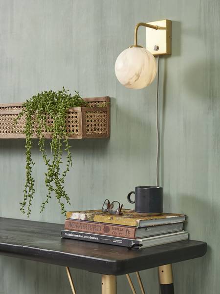 Wandleuchte Carrara Farbglas - Grau / Gold - 1-flammig