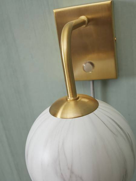 Wandleuchte Carrara Farbglas - Grau / Gold - 1-flammig