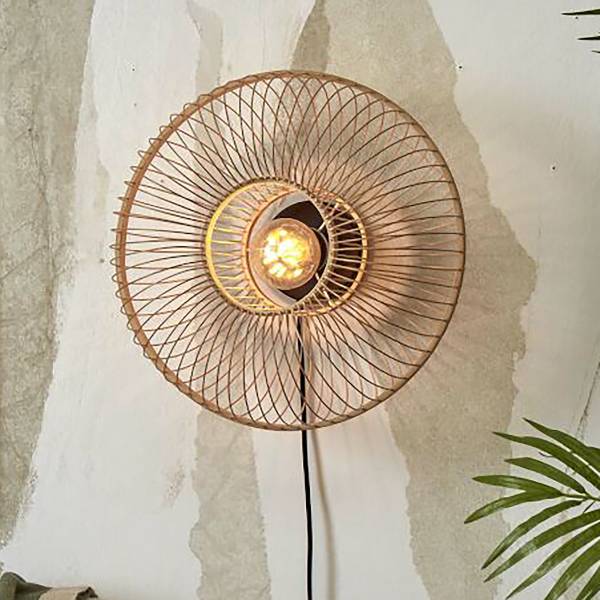 Wandlamp Hokkaido bamboe - beige - 1-lichts