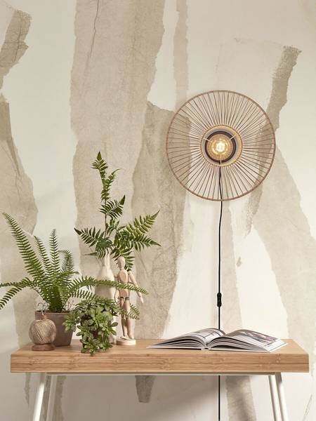 Wandlamp Hokkaido bamboe - beige - 1-lichts