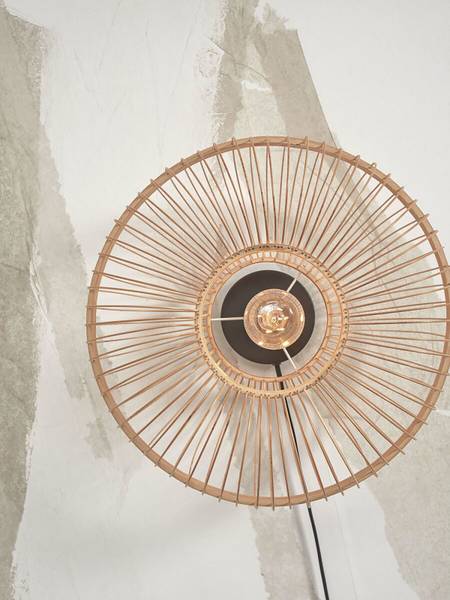 Wandlamp Hokkaido bamboe - beige - 1-lichts