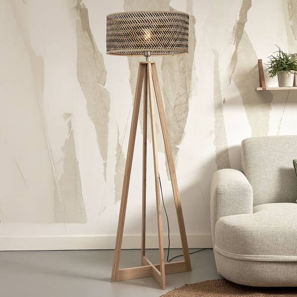 Stehleuchte Java Typ E Bambus - Beige / Schwarz - 1-flammig