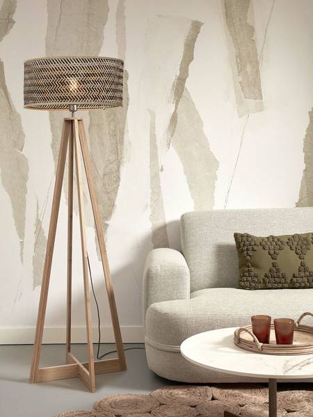 Stehleuchte Java Typ E Bambus - Beige / Schwarz - 1-flammig