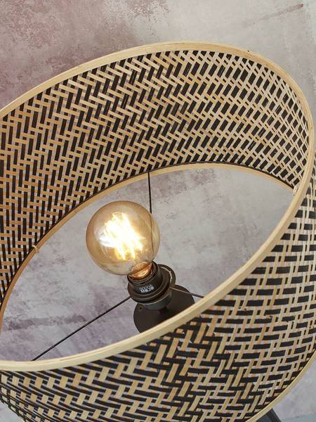 Stehleuchte Java Typ E Bambus - Beige / Schwarz - 1-flammig
