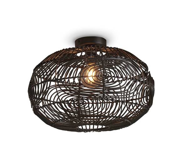 Lampada da parete Madeira Rattan - 1 punto luce - Nero