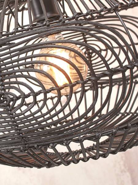 Lampada da parete Madeira Rattan - 1 punto luce - Nero