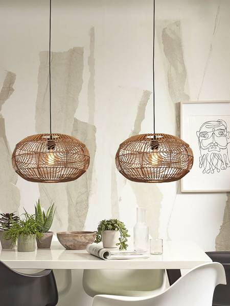 Lampada a sospensione Madeira A Rattan - 1 punto luce - Beige