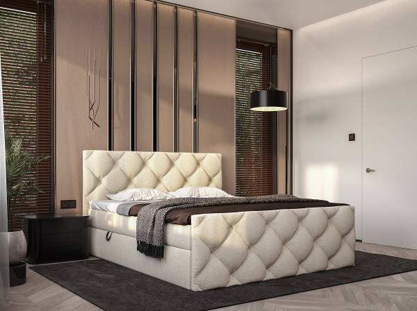 Bed Kissling Structuurstof Cully: Beige - 180 x 200 cm