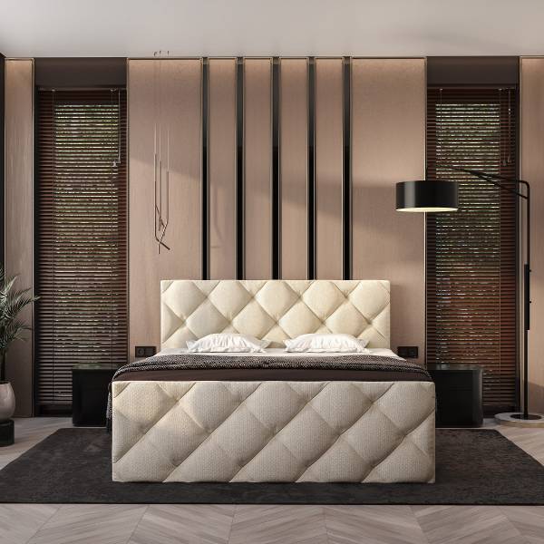 Bed Kissling Structuurstof Cully: Beige - 180 x 200 cm
