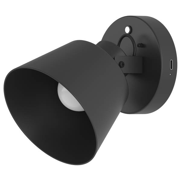 Applique murale à batterie SMI Variateur à 3 niveaux - télécommande incluse - Noir