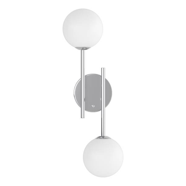 Lampada da parete ricaricabile RIGI 2 punti luce, dimmerabile su 3 livelli - Bianco / Cromo