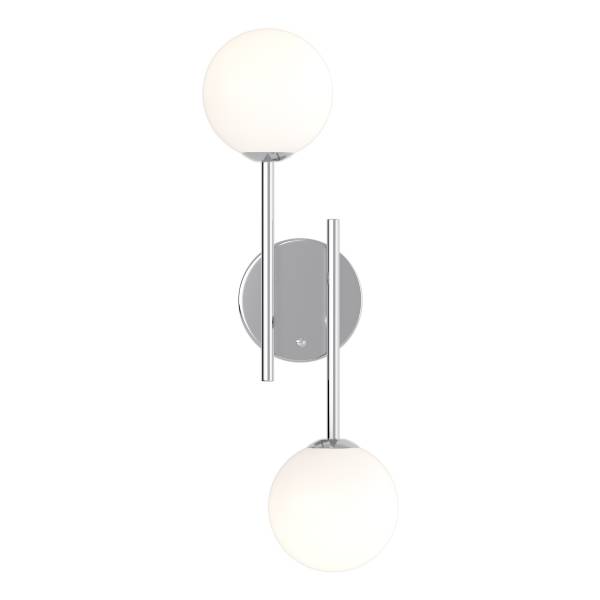 Lampada da parete ricaricabile RIGI 2 punti luce, dimmerabile su 3 livelli - Bianco / Cromo