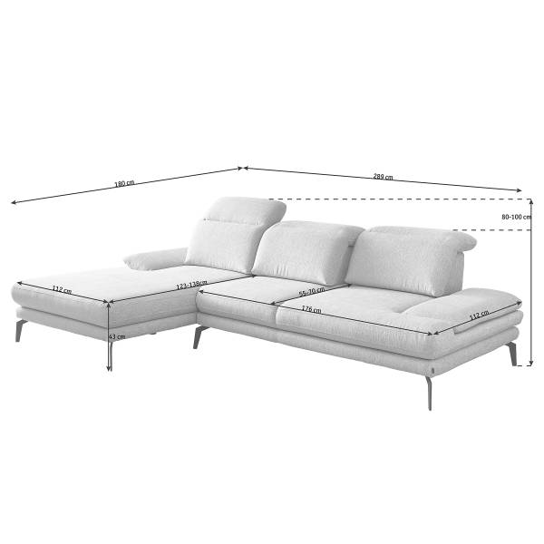 Divano con chaise longue Sajoi Grigio - Longchair preimpostata a sinistra