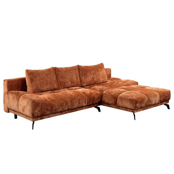 Hoekbank Bulee met slaapfunctie oranje - chenille - 290 x 90 x 182 cm