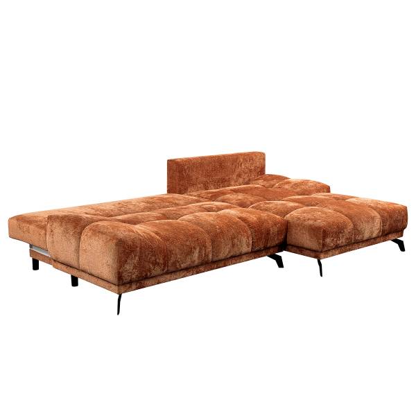 Hoekbank Bulee met slaapfunctie oranje - chenille - 290 x 90 x 182 cm