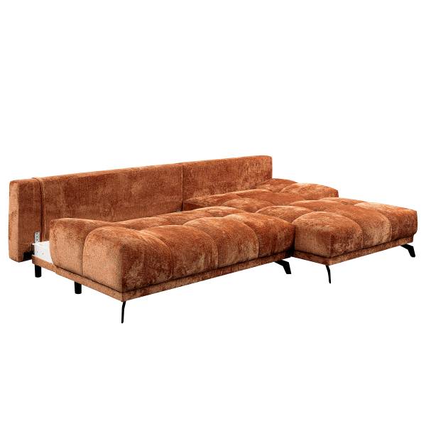 Hoekbank Bulee met slaapfunctie oranje - chenille - 290 x 90 x 182 cm