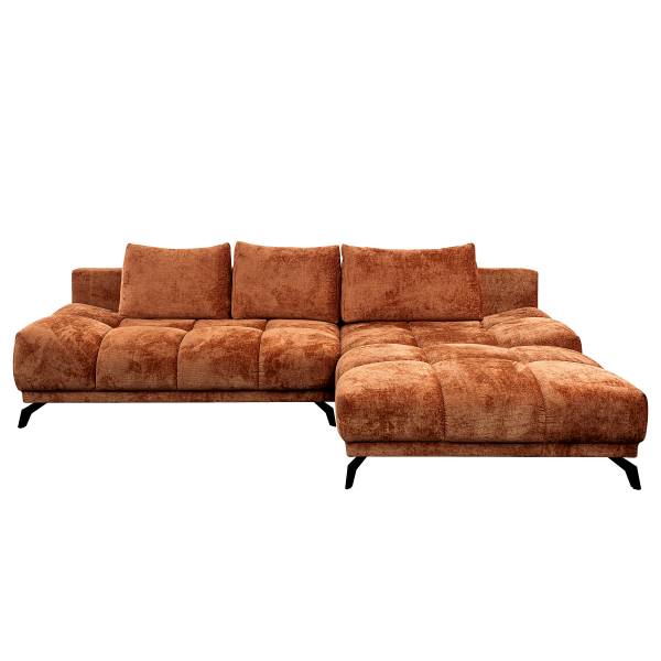 Hoekbank Bulee met slaapfunctie oranje - chenille - 290 x 90 x 182 cm