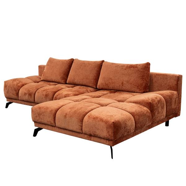 Hoekbank Bulee met slaapfunctie oranje - chenille - 290 x 90 x 182 cm