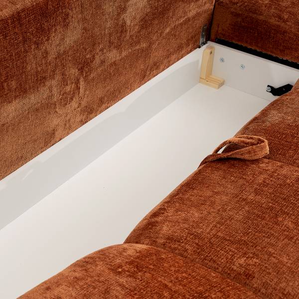 Hoekbank Bulee met slaapfunctie oranje - chenille - 290 x 90 x 182 cm