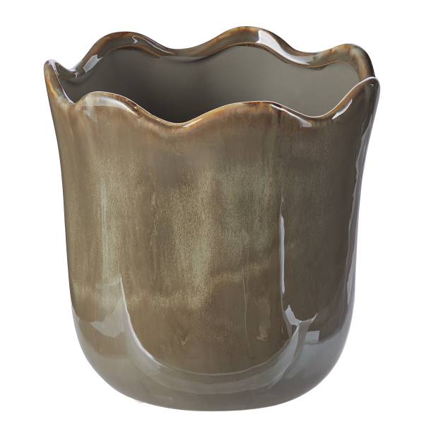 Bloempot GLAZE steengoed - olijfgroen