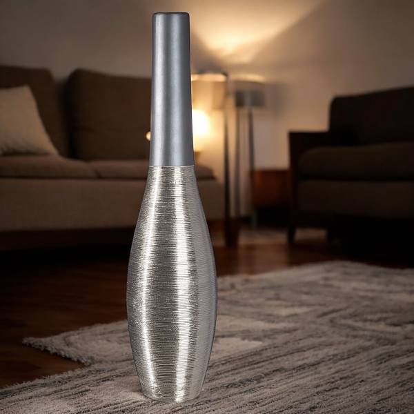 Bodenvase London Keramik - Silber / Grau